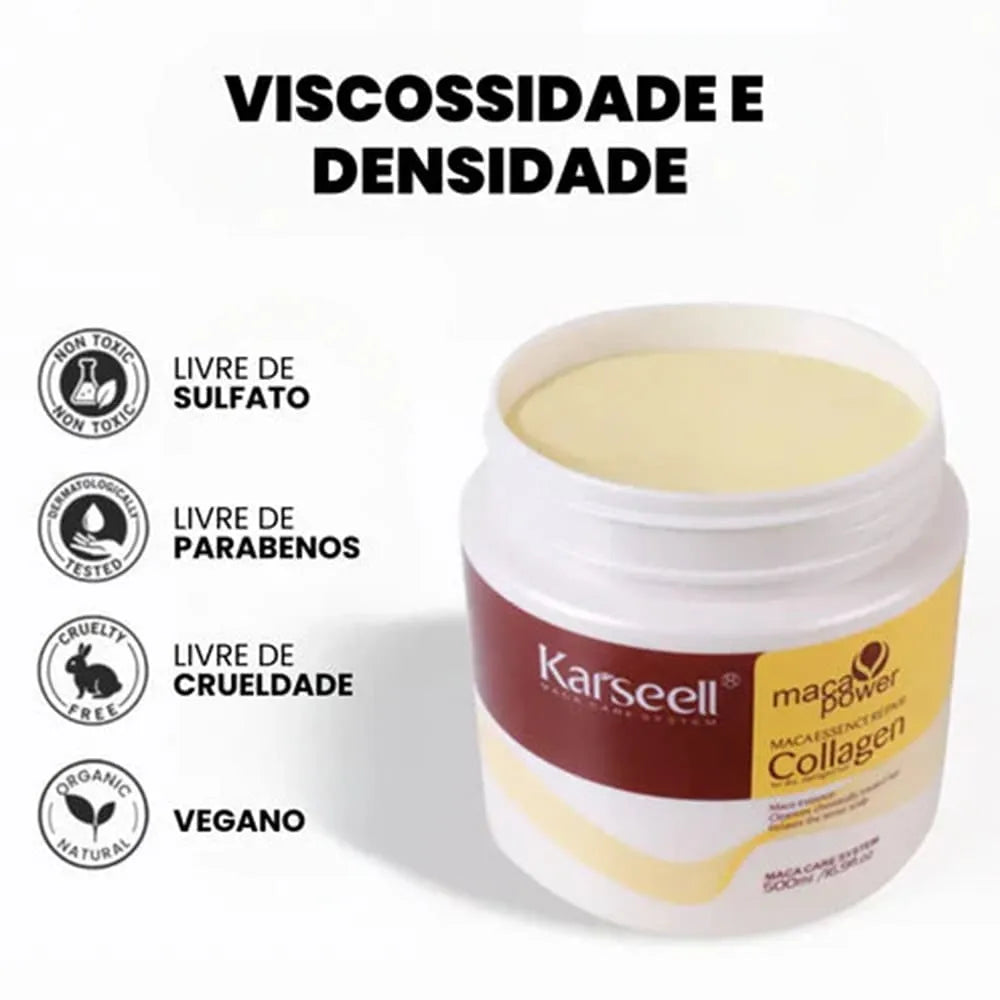 Kit 3 Máscaras Karseell Collagen Hair Mask - Tratamento Capilar para Hidratação e Brilho