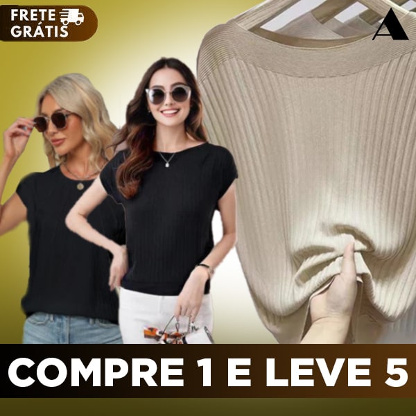 [Queima de Estoque🔥] Compre 1 Leve 5 Blusinhas Belle™ em Malha Viscoelástica (Somente HOJE!)