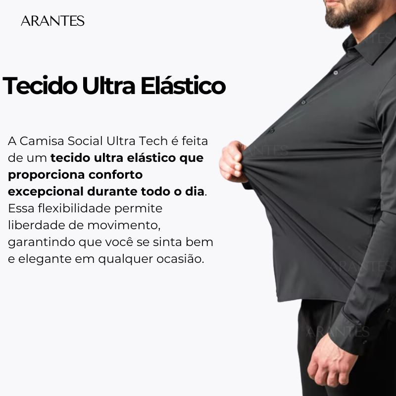 Compre 1 Leve 2 | Camisa Social Ultra Tech Anti amassados + Relogio de Brinde